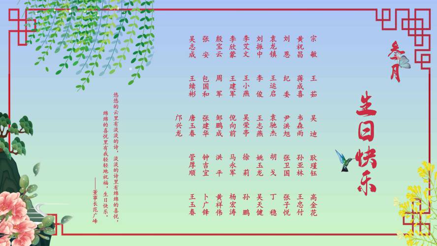 【生日祝?！抗ё?月生日的員工生日快樂！